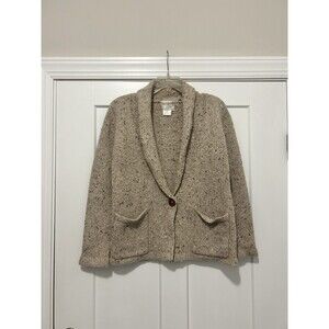 Vintage Nordstrom Knit Wool Angora Blend Cardigan Beige Ivory Women Size Medium